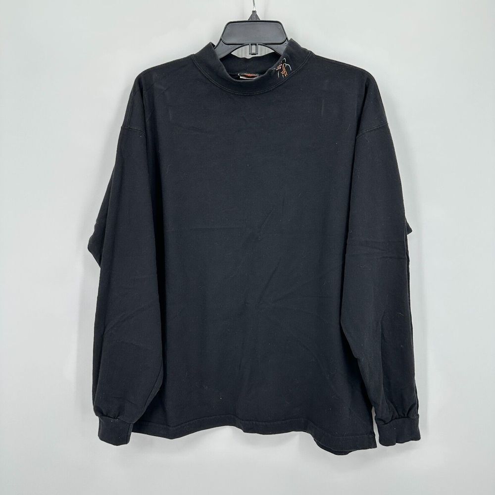 Vtg Wayne Gretzkys Mock Neck‎ Men XL Black Grunge 90s Football Streetwear Retro